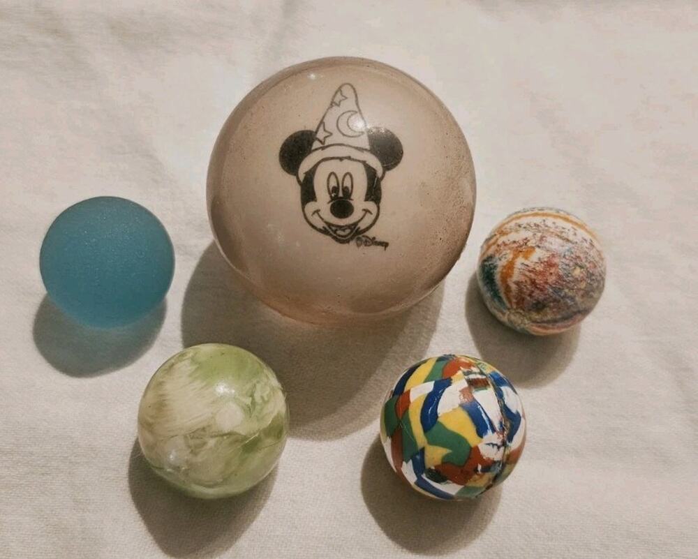 VINTAGE 2" Mickey Mouse FANTASIA Bouncing Ball With 4 Small ASSORTED.